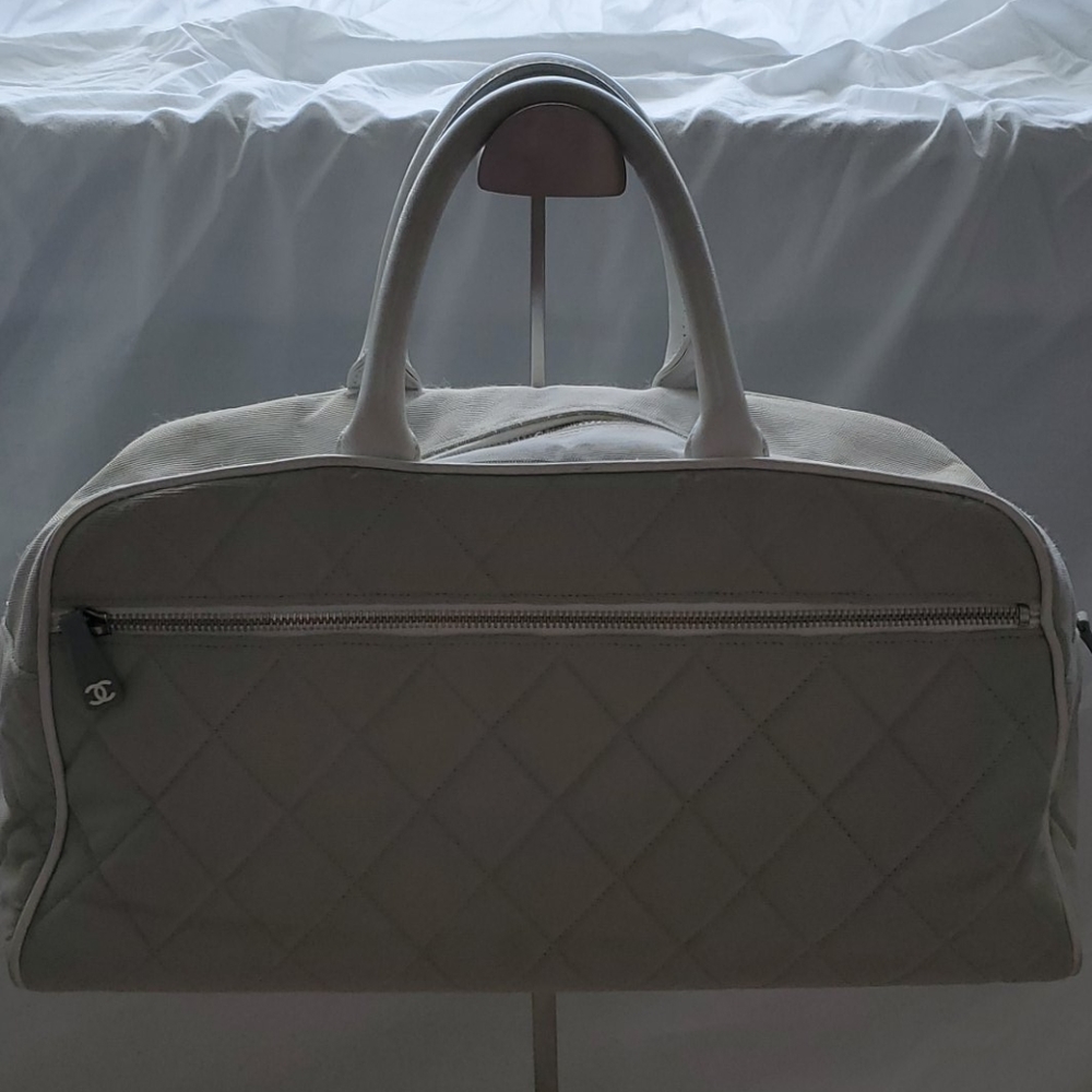 AUTH CHANEL bowling canvas tote tennis sport - Picture 12 of 12